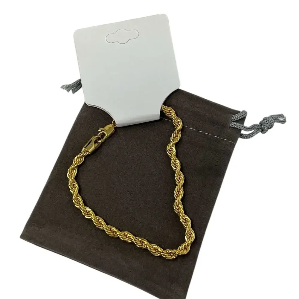 Calvin Klein Men’s Gold-Tone Rope Chain Bracelet – 9” Polished Twist Design, NWT
